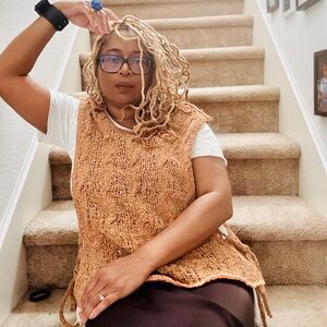 Free People Brown Crochet Knit Vest